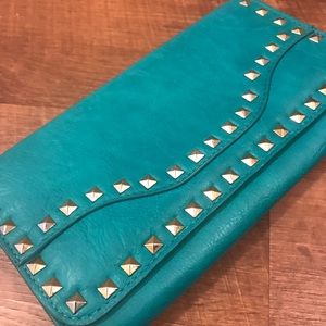 NWT Urban expressions turquoise studded clutch